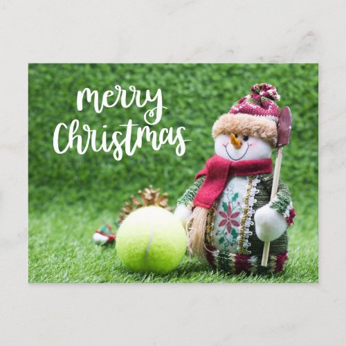 Tennis Merry Christmas with Snowman   Postcard