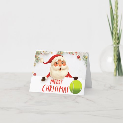 Tennis  Merry Christmas with tennis ball Holiday Card