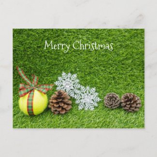 Tennis Merry Christmas with tennis ball Postcard