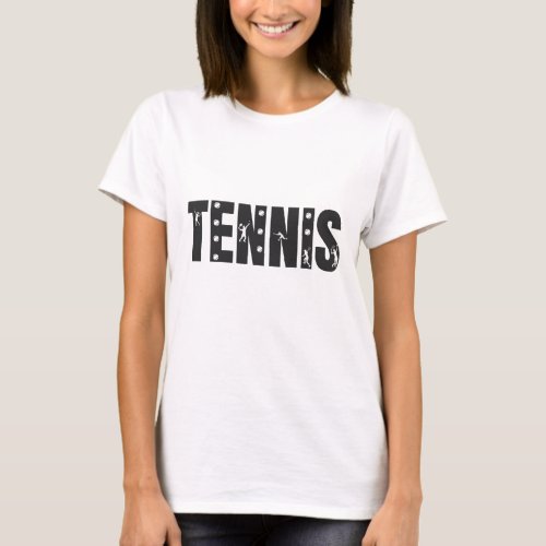 Tennis Modern Typography Text Player Coach Simple T_Shirt