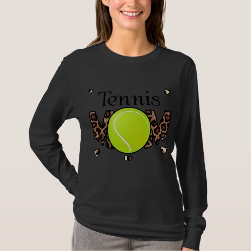 Tennis Mom Leopard Funny Tennis Mom Mothers Day  T_Shirt