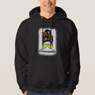 Tennis Mom Life Leopard Messy Bun Hair Women Hoodie
