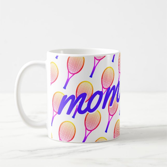 Tennis Mom Mother's Day Bright Pink Purple Coffee Mug (Left)