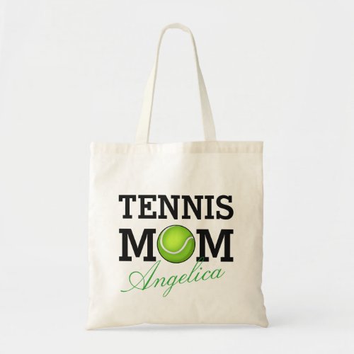 Tennis Mom Personalized Name Tote Bag