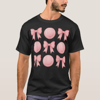 Tennis Mom Sister Coquette Bows Cute Pink n Girls T-Shirt