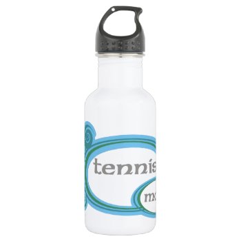Tennis Mom Swirl Water Bottle by PolkaDotTees at Zazzle