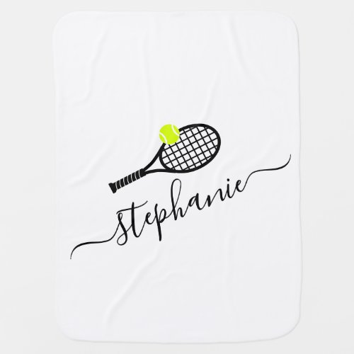 Tennis Monogram Name Personalized Baby Blanket