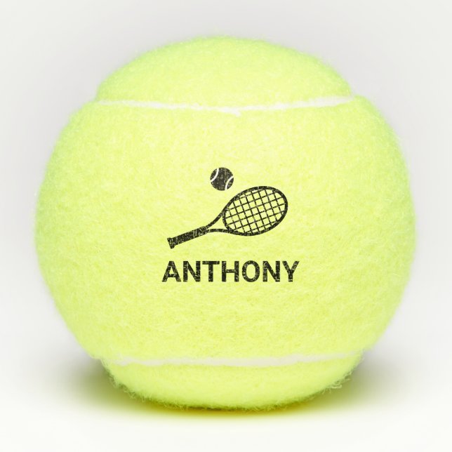 Tennis Monogram Name Simple Personalized Balls (Front)