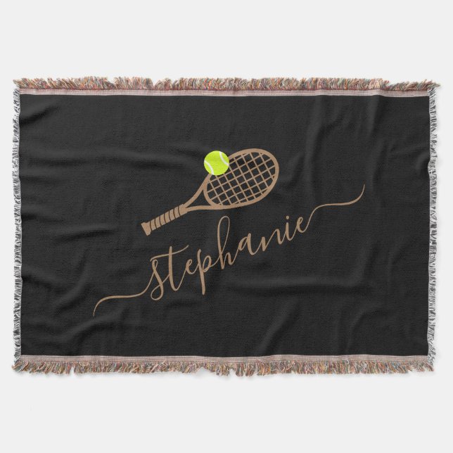 Tennis Monogram Personalized Name Throw Blanket (Front)