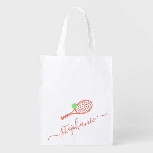 Tennis Monogram Personalized Practice Ball Grocery Bag