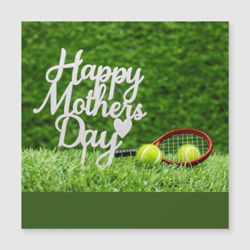 Tennis Mothers Day with ball and racket on green