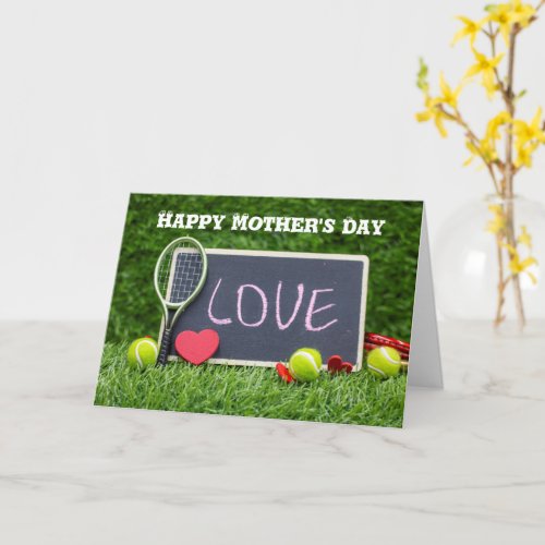 Tennis Mothers Day with love and racket for Mom Card