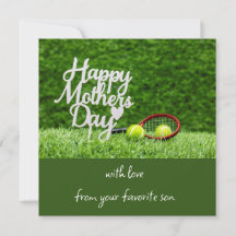 Tennis Mother's Day with racket and ball on green