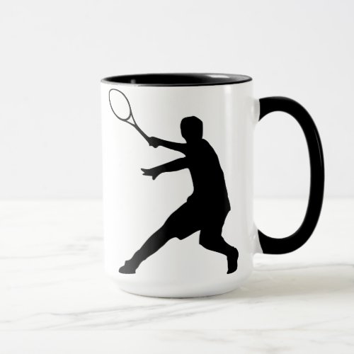 Tennis mug with silhouette of a player