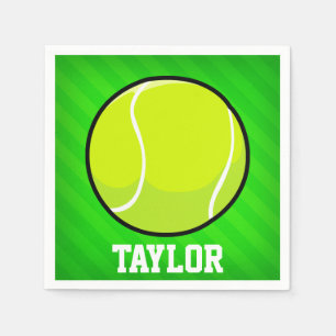 Tennis; Neon Green Stripes Paper Napkins