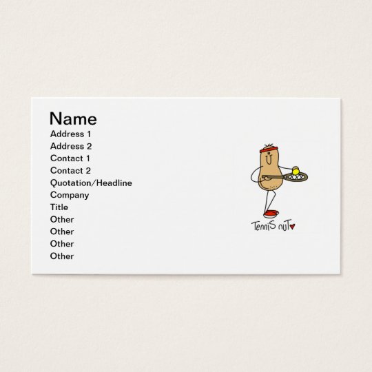 Tennis Nut T-shirts and GIfts Business Card