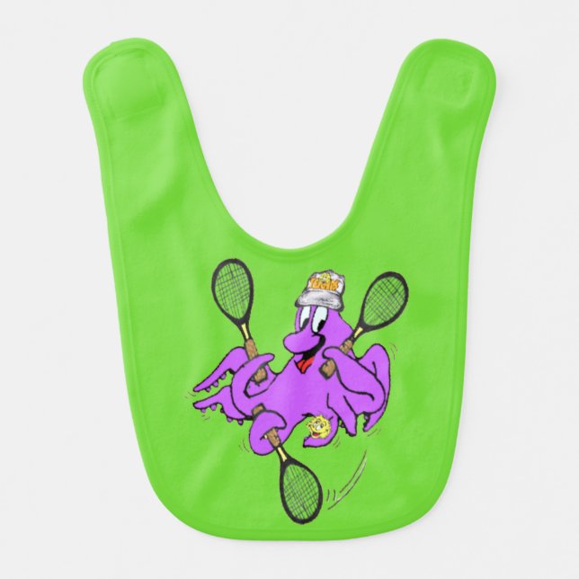 Tennis Octopus Baby Bib (Front)