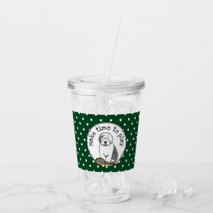 Tennis Old English Sheepdog (Gray 1) Dog Cute Acrylic Tumbler
