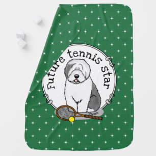 Tennis Old English Sheepdog (Gray 1) Dog Cute Baby Blanket
