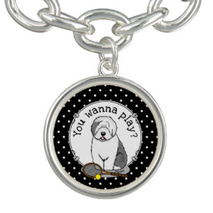 Tennis Old English Sheepdog (Gray 1) Dog Cute Bracelet