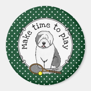Tennis Old English Sheepdog (Gray 1) Dog Cute Magnet