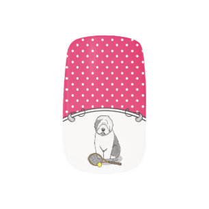 Tennis Old English Sheepdog (Gray 1) Dog Cute Minx Nail Art