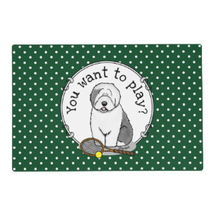 Tennis Old English Sheepdog (Gray 1) Dog Cute Placemat