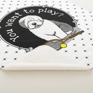 Tennis Old English Sheepdog (Gray 1) Dog Cute Sherpa Blanket