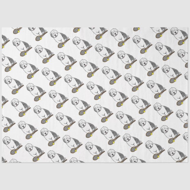 Tennis Old English Sheepdog (Gray 1) Dog Cute Tissue Paper (Front)