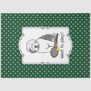 Tennis Old English Sheepdog (Gray 1) Dog Cute Tissue Paper