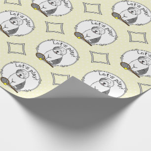 Tennis Old English Sheepdog (Gray 1) Dog Cute Wrapping Paper