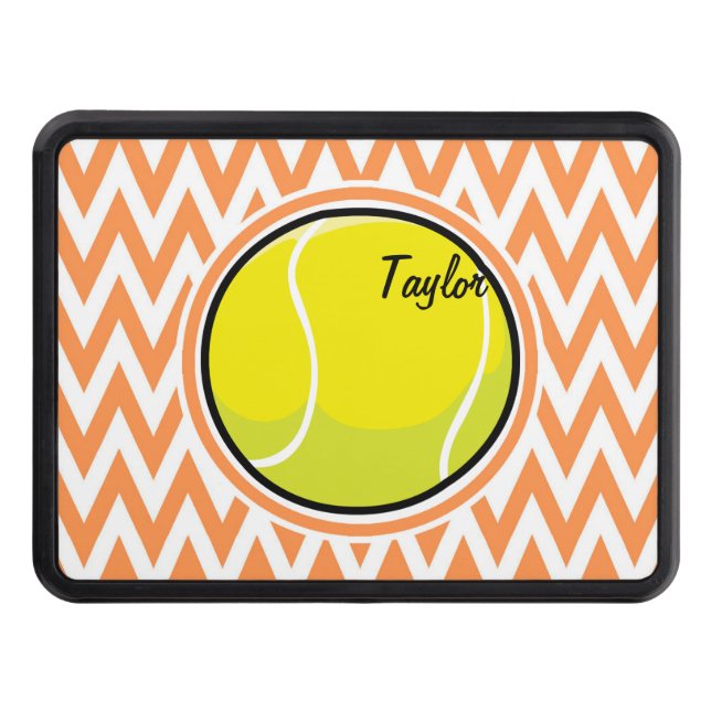 Tennis; Orange and White Chevron Hitch Cover (Front)