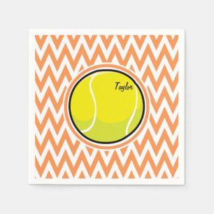 Tennis; Orange and White Chevron Napkins