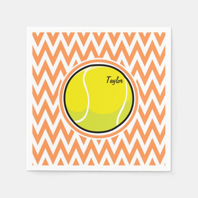 Tennis; Orange and White Chevron Napkins (Front)