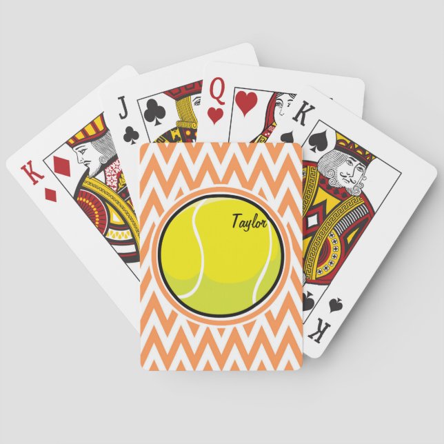 Tennis; Orange and White Chevron Poker Cards (Back)