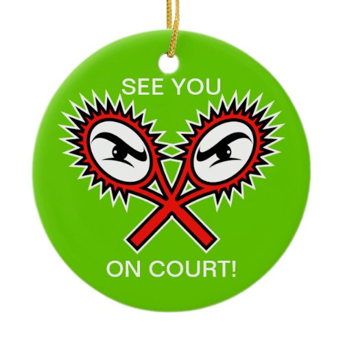 Tennis ornaments for Christmas with funny text