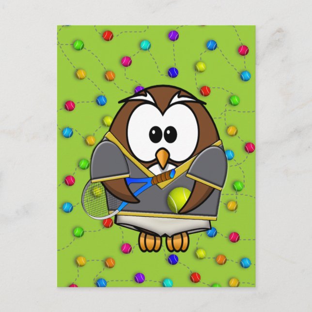 tennis-owl boy postcard (Front)