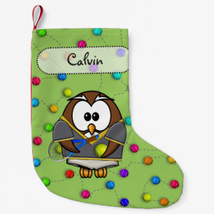 tennis owl boy small christmas stocking