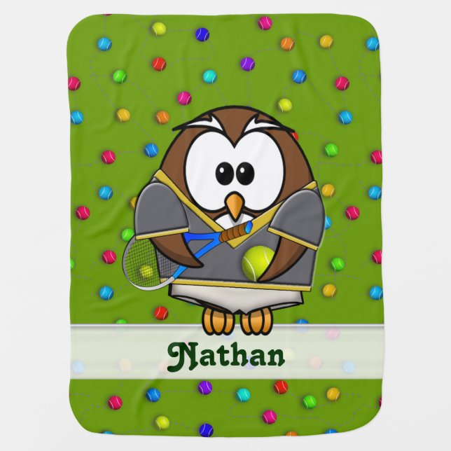 tennis owl - boy stroller blanket (Front)