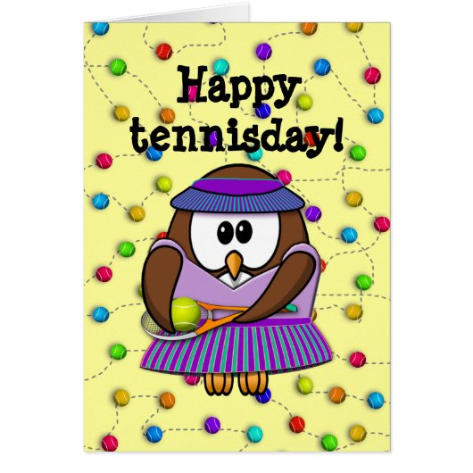 tennis owl - girl cards (Front)