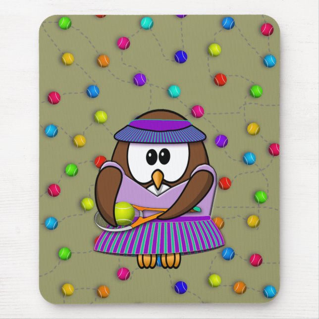 tennis owl - girl mouse pad (Front)