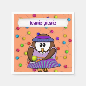Tennis Owl - Girl Napkins by just_owls at Zazzle