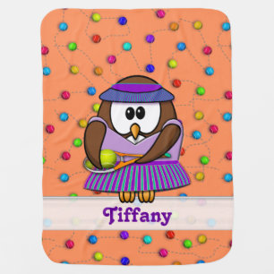 tennis owl - girl swaddle blanket
