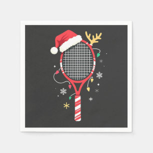 Tennis Paddle with Santa Hat and Christmas Lights Napkins