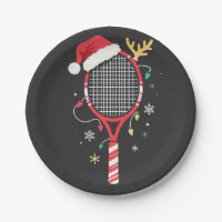 Tennis Paddle with Santa Hat and Christmas Lights