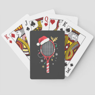 Tennis Paddle with Santa Hat and Christmas Lights Poker Cards
