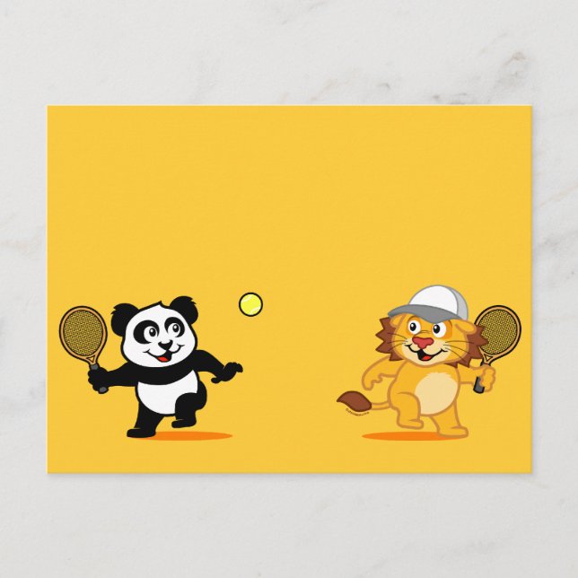 Tennis Panda & Lion Postcard (Front)