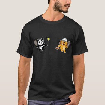 Tennis Panda & Lion T-shirt by cuteunion at Zazzle