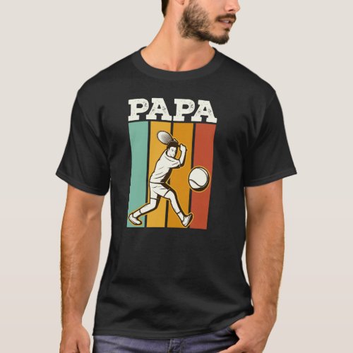 Tennis Papa 70s Retro Style Tennis Fathers Day T-Shirt