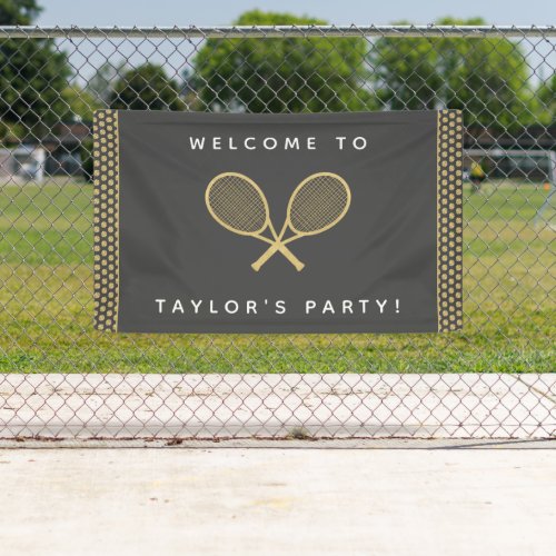 Tennis Party Chic Gold and Gray Custom Banner